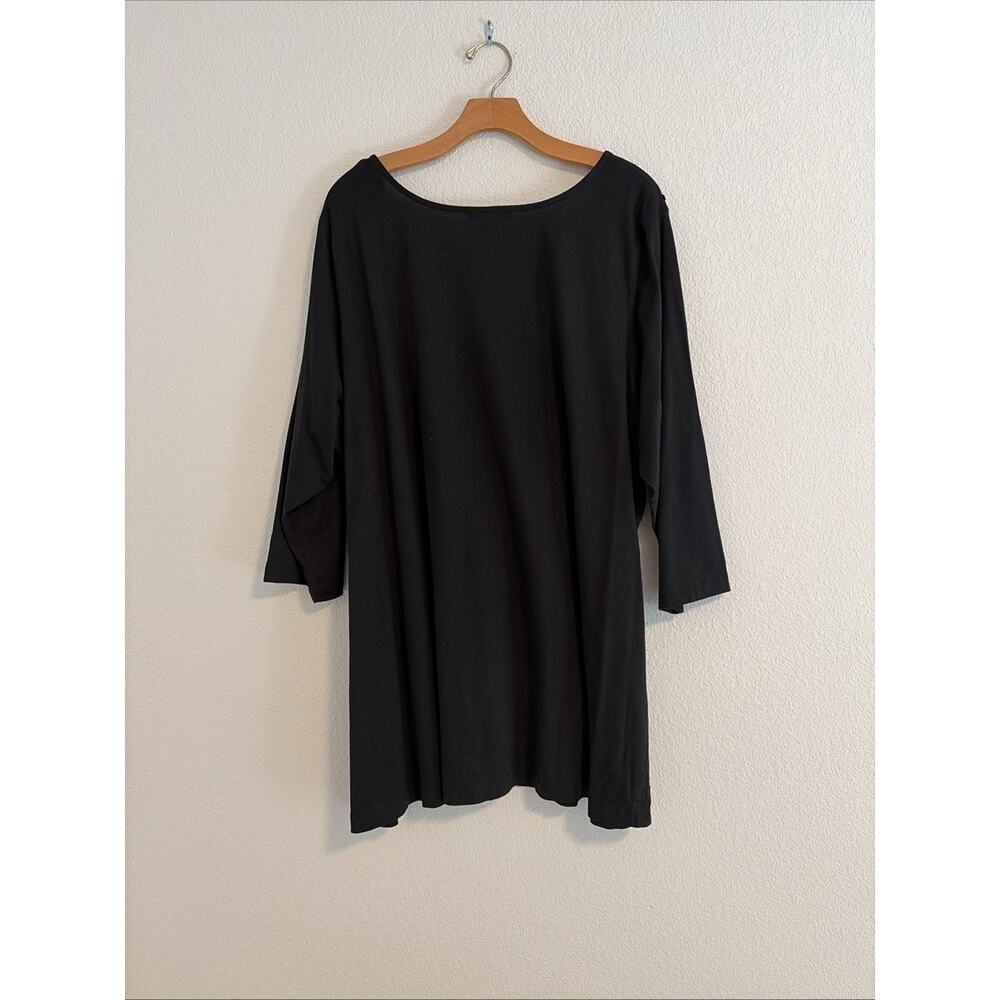 NEW Roaman’s Black 1x Women's Sequin 3/4 Sleeve Pullover Blouse Winter - Picture 2 of 5